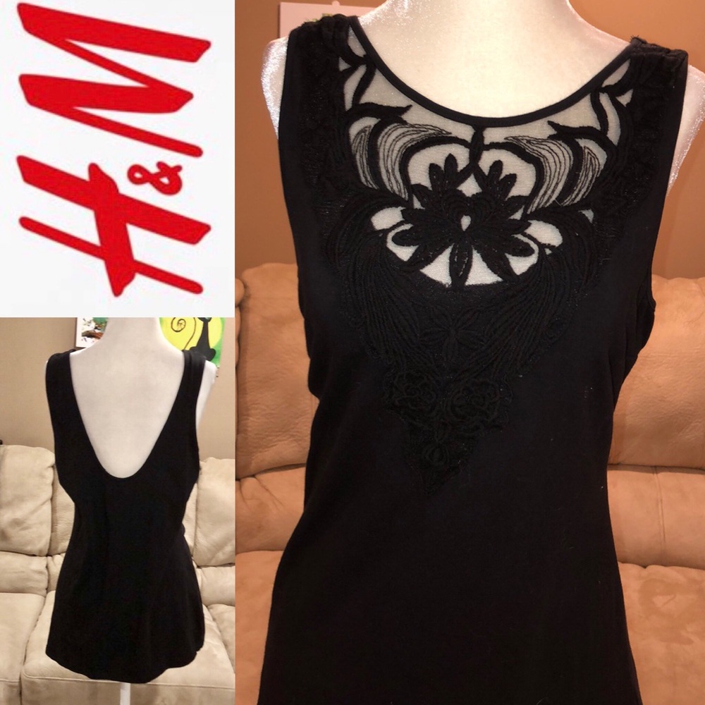 Black sleeveless top w/ lace H&M LN size: large